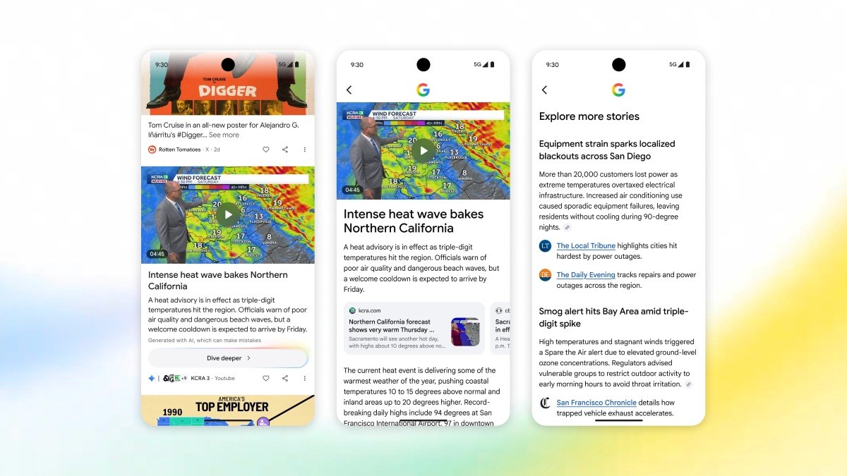 Google expérimente Dive Deeper afin de synthétiser l’actualité directement dans le flux d’informations